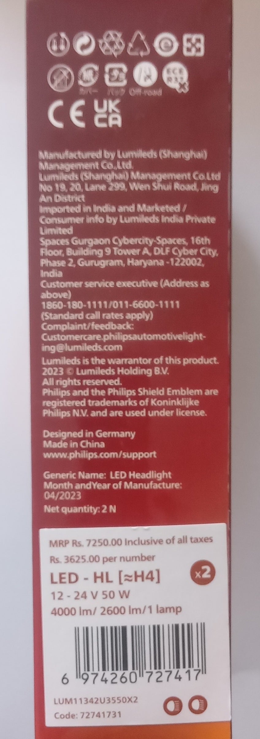 Philips LED 100W H4 Ultinon Rally 3550 - 72741731 Philips