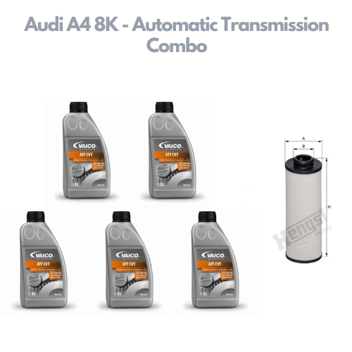 Audi A4 8K - Transmission Filter Hengst EG363HD448, Transmission Oil CVT 5L Vaico V60 0117 - Hengst, Vaico