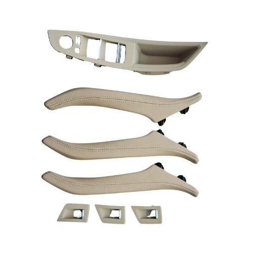 BMW 5 F10, F18 Inner Pull Handle Set Beige Partial Leather - MJ