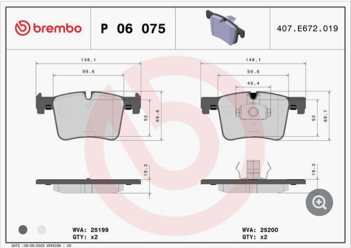 BMW 1 F20, 3 F30, F34, X3 F25, X4 F26 Front Brake Pad Set - P06075 - Brembo
