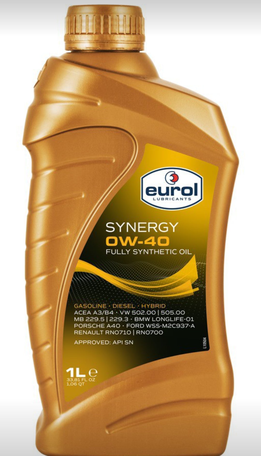 Eurol Synergy 0W-40 Fully Synthetic Engine Oil 1L - E100064 Eurol