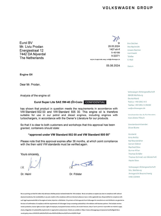 Eurol Super Lite 5W-30 Fully Synthetic Engine Oil 1L - Eurol