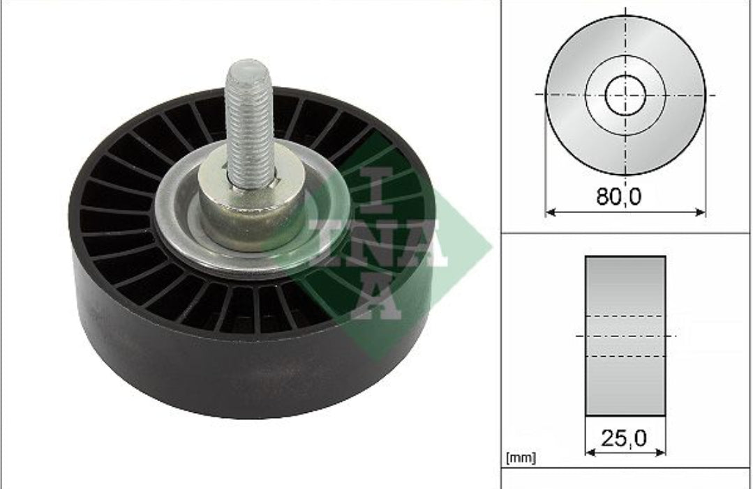 Jaguar E-Pace, F-Pace, XE X760, XF X260, Land Rover Discovery Sport L550, Velar L560, RRS L494, Evoque L538, Discovery L462 V-Belt Pulley Dia 80 mm - 532088710 INA