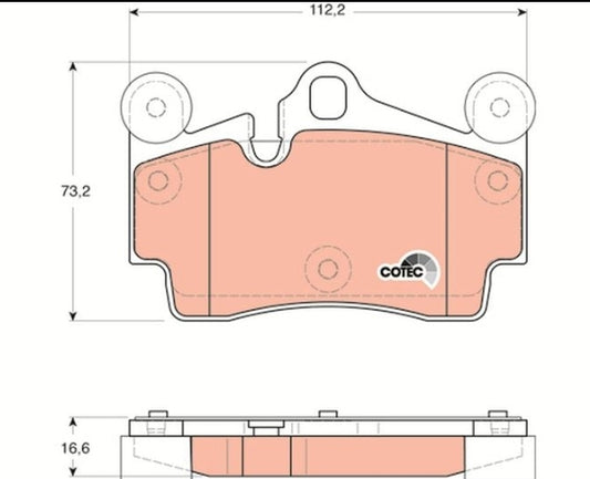 Audi Q7 4LB, Porsche Cayenne 9PA, VW Touareg 7LA Rear Brake Pad Set - GDB1653 TRW