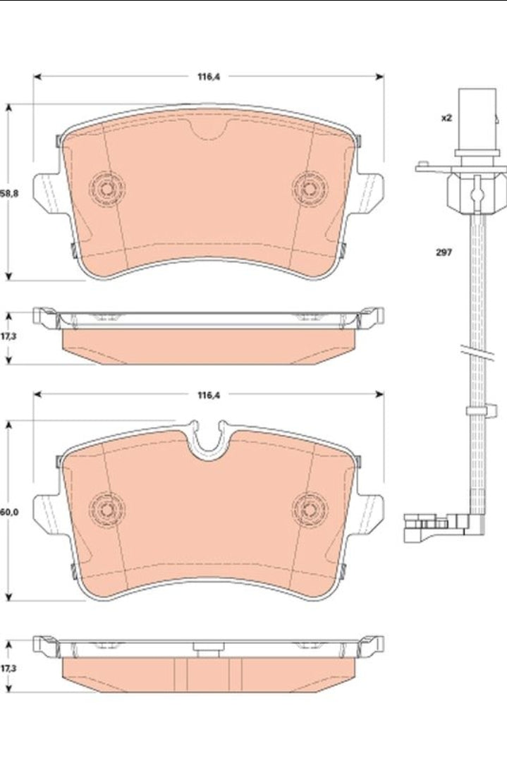 Audi A6 4G, A8 4H Rear Brake Pad Set - GDB1866 TRW