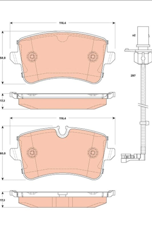 Audi A6 4G, A8 4H Rear Brake Pad Set - GDB1866 TRW