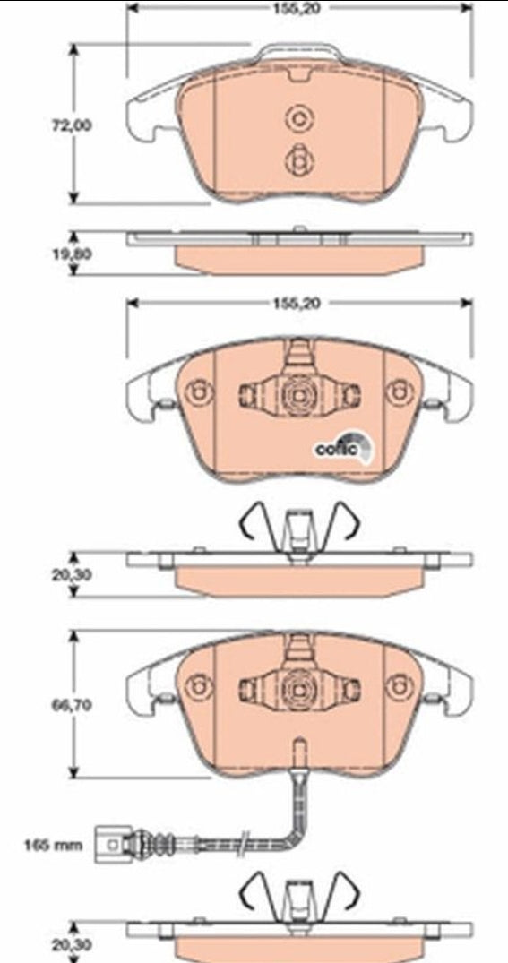 Audi Q3 8UB Front Brake Pad Set - GDB1762 TRW