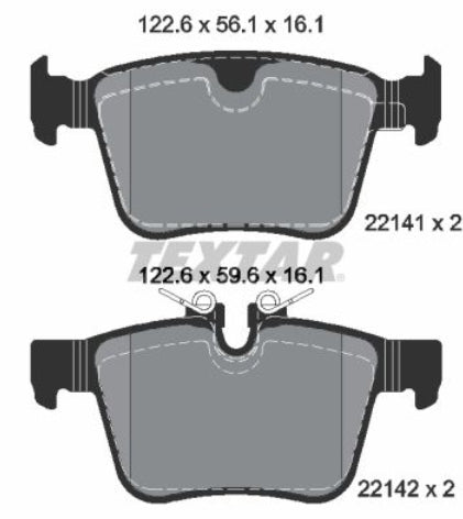 Jaguar E-Pace X540, F-Pace X761, XE X760, XF X260 Rear Brake Pad Set - 2214101 Textar