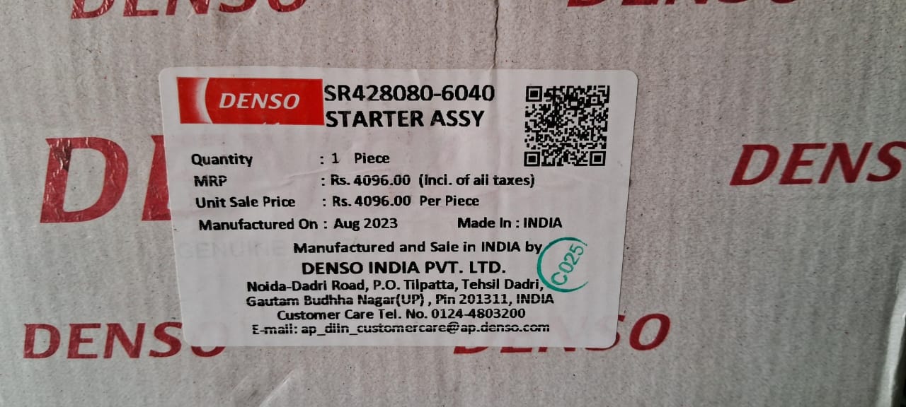 Maruti Suzuki A-Star, Alto K10, Ritz, Swift, Dzire, Wagon R K Series, Zen Estillo - Self Starter SR428080-6040 - Denso