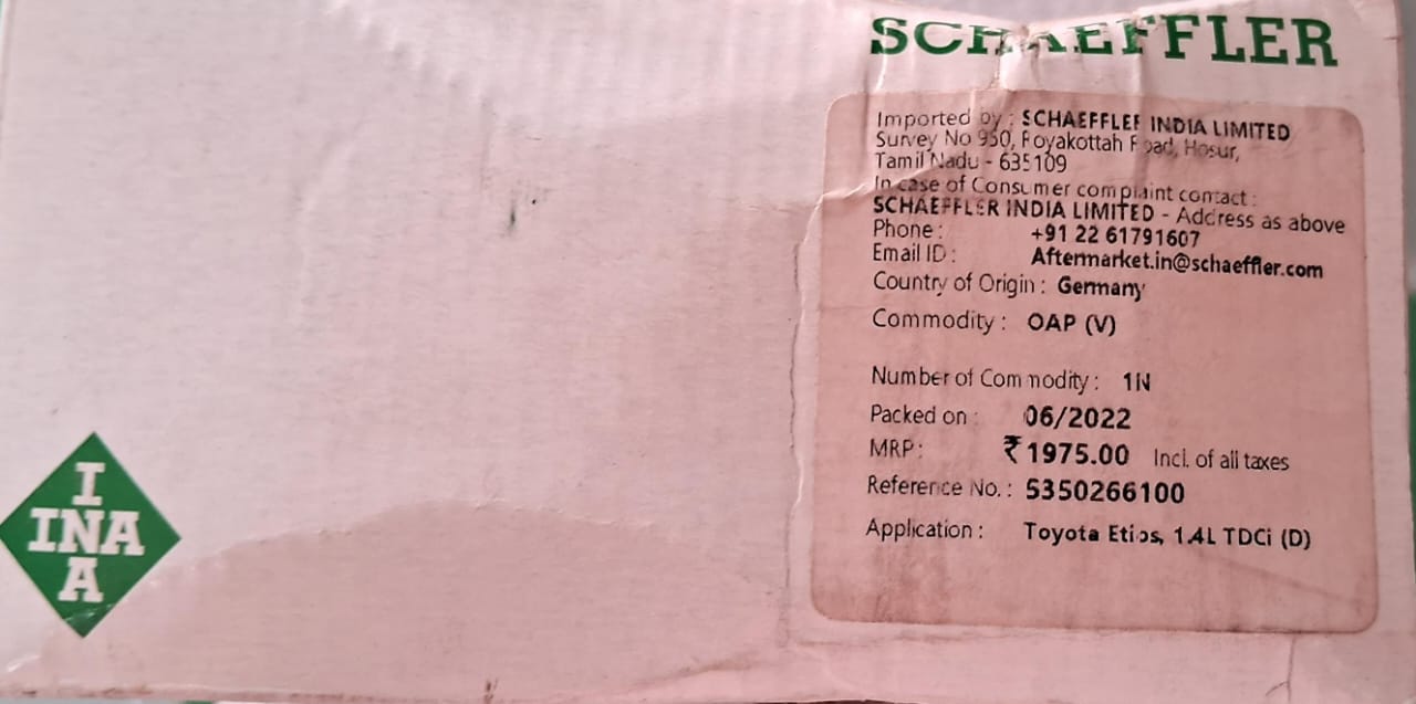 Toyota Etios 1.4L, TDCi (D), Hyundai I10 1.1 - Alternator Freewheel Clutch (Alternator Pulley) - 535 0266 10 - INA