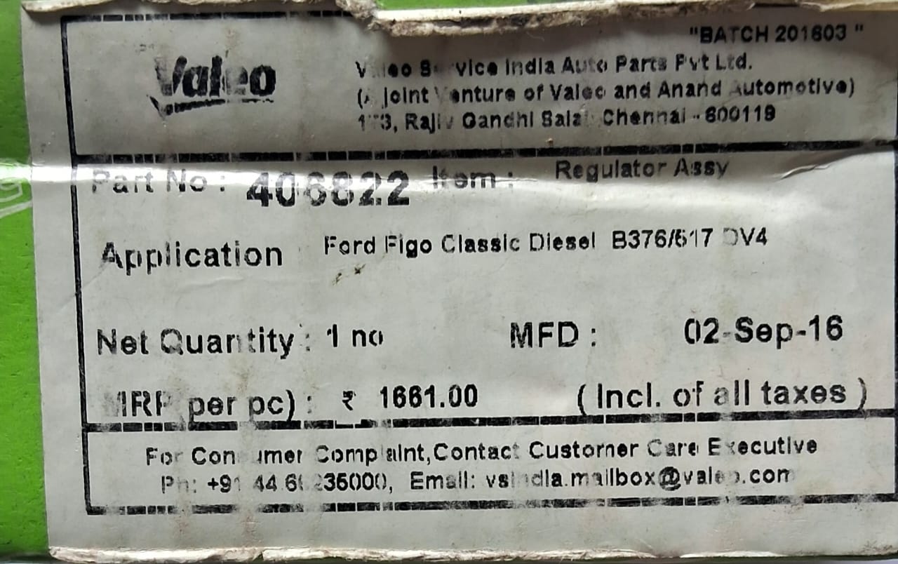 Ford Figo Diesel - Regulator - 406822 - Valeo
