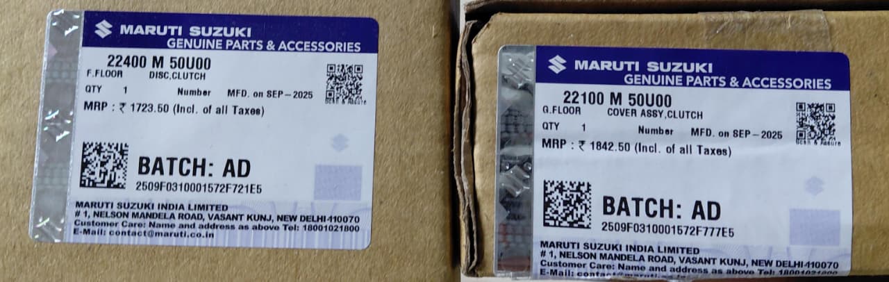 Maruti Suzuki Ertiga N/M (From 2018) K15, MT Engine, Brezza (From 2022), XL6 Petrol - Clutch Set - 22400 M 50U00, 22100 M 50U00 - MGP Genuine