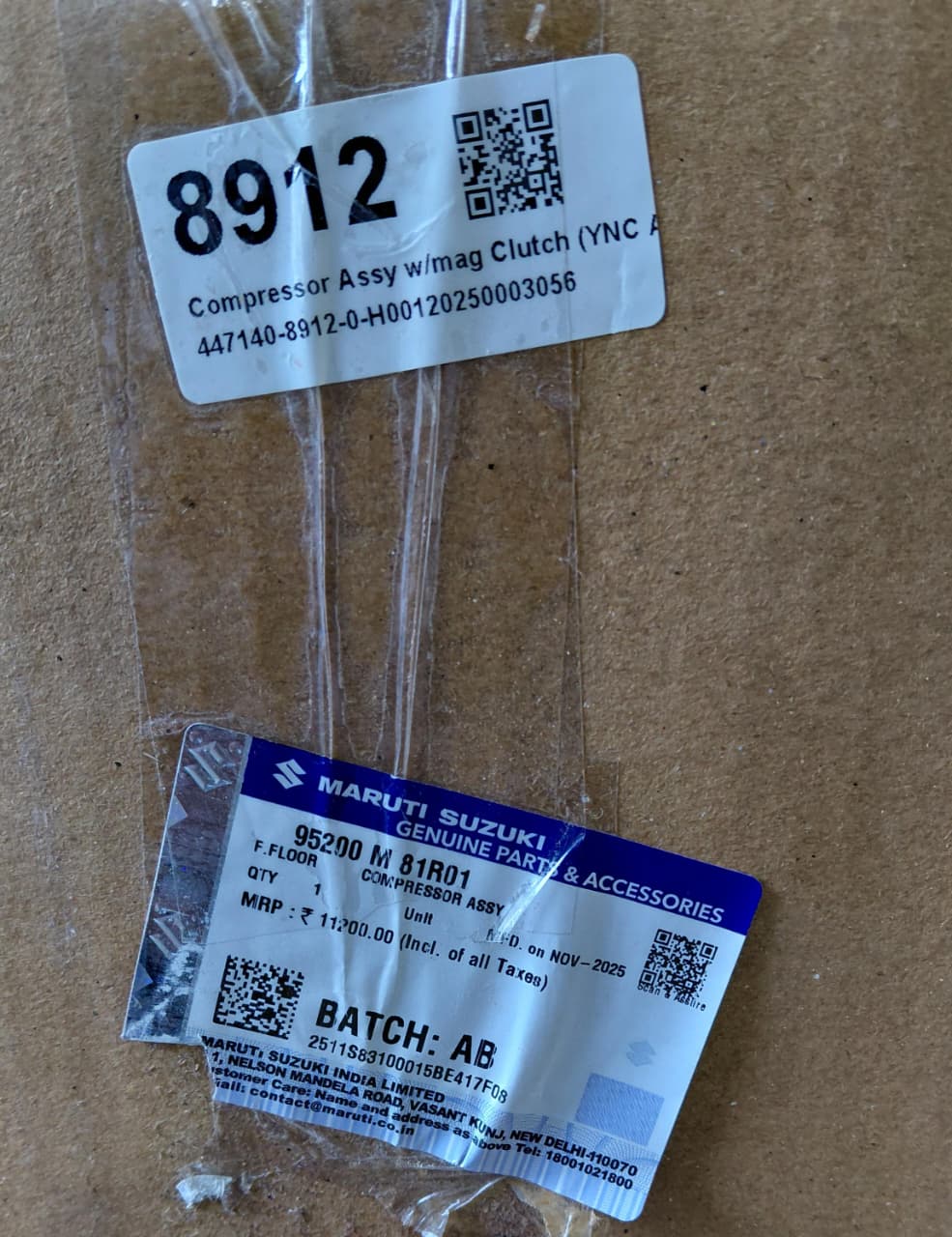 Maruti Suzuki Celerio (From Nov 2021 onwards), Wagon R (From Dec 2018 onwards) Petrol - Compressor - 95200 M 81R01 - MGP Genuine