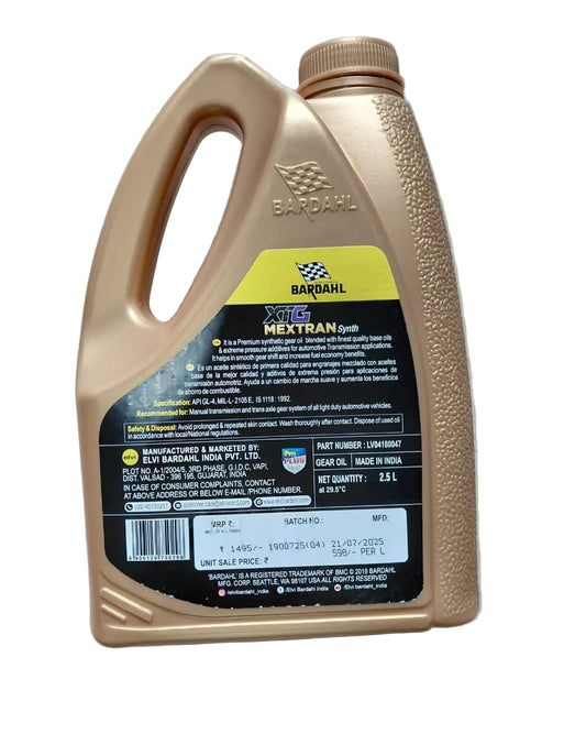 Bardahl XTG Mextran 75W-85 Fully Synthetic Gear Oil 2.5 litres (GL-4) - Bardahl