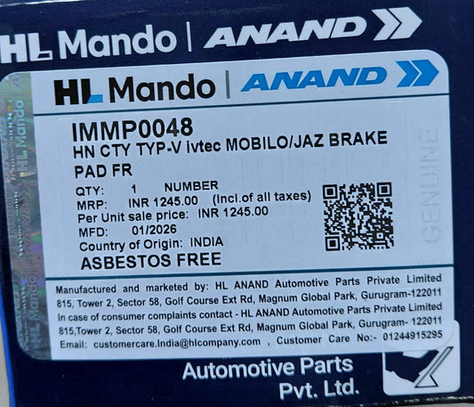 Honda Type V, Mobilio, Jazz Front Brake Pads - IMMP0048 Mando