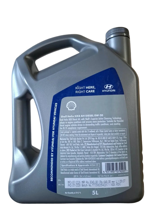 Shell Helix HX8 0W-20 ACEA C5 5L AH Diesel - Hyundai (Manufacturing 07/2026)
