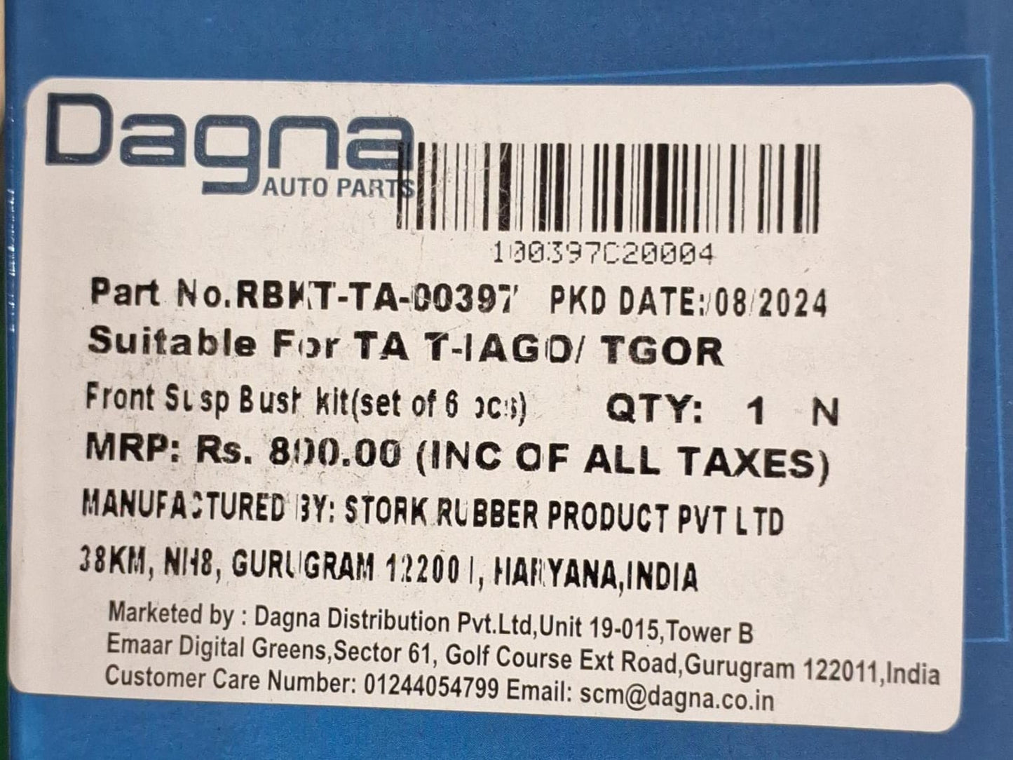 Tata Tiago - Front Bush Kit (with Jumping Rod Bush) - RBKT-TA-00397 - Dagna