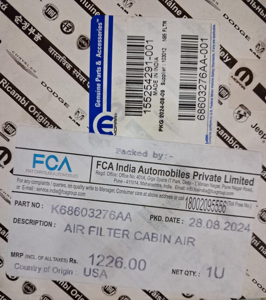 Jeep Compass - AC Filter K68603276AA - Jeep Genuine