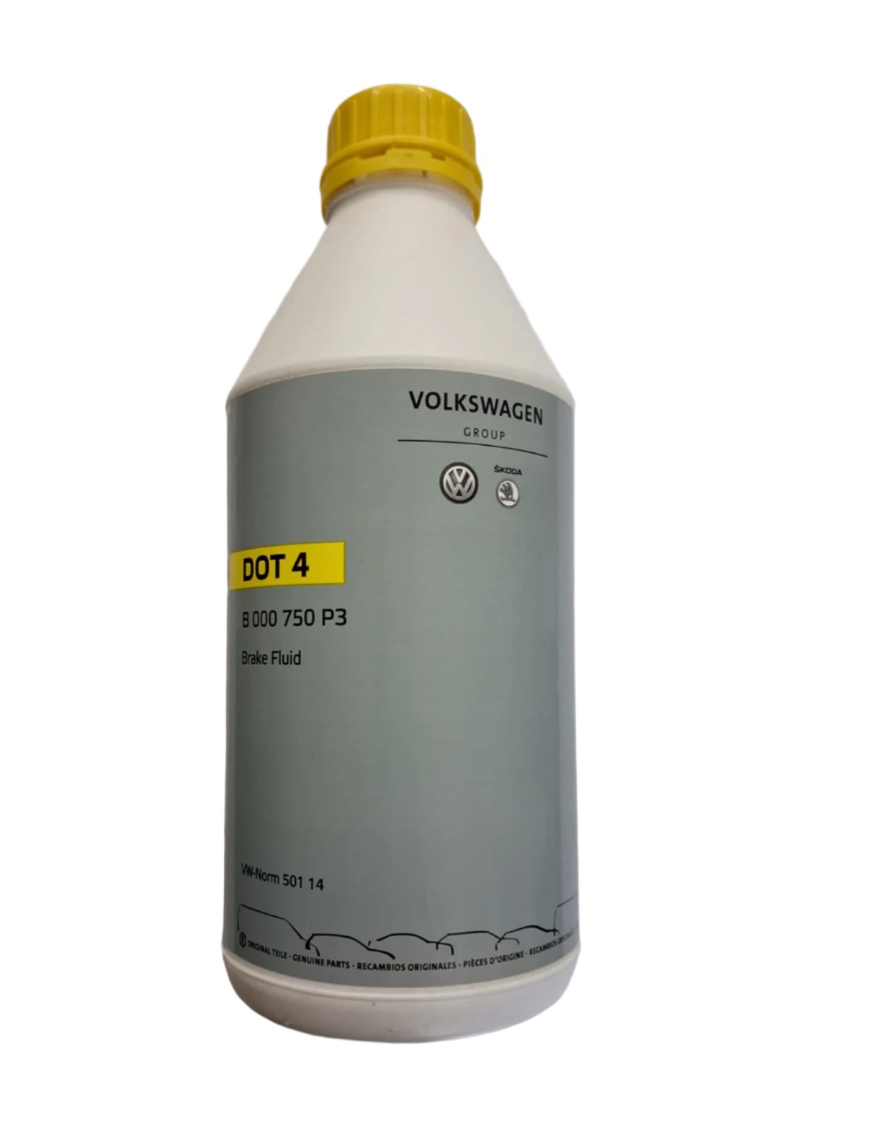 Volkswagen Brake Oil DOT 4 - 2 litres - B 000 750 P3 - Volkswagen Genuine