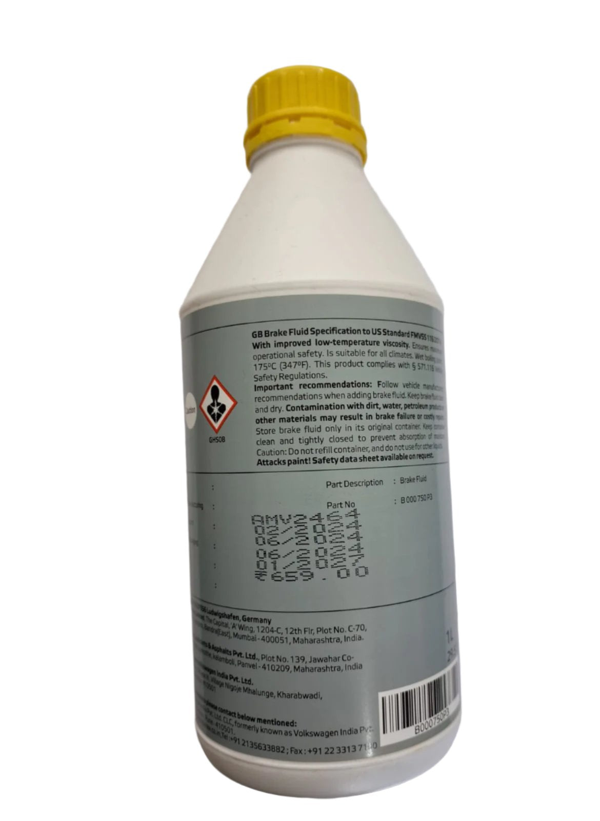 Volkswagen Brake Oil DOT 4 - 2 litres - B 000 750 P3 - Volkswagen Genuine