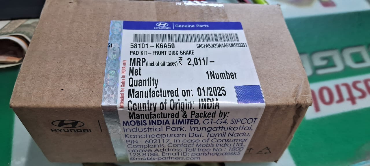 Hyundai Aura - Front Brake Pad Set - 58101-K6A50 - Hyundai Genuine