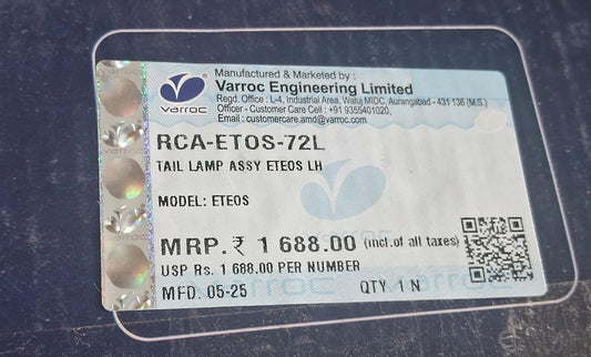 Toyota Etios Tail Light Left - RCA-ETOS-72L Varroc