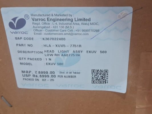 Mahindra XUV 500 Head Light Right - HLA-XUV5-7751R Varroc