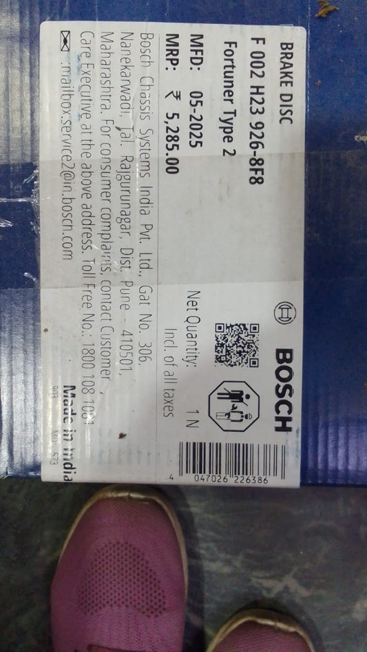 Toyota Fortuner Type II 2012-16 - Front Disc Rotor Set (Set of 2) - Bosch