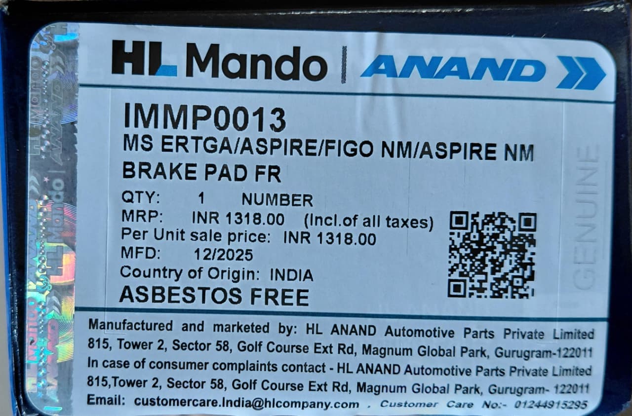 Maruti Suzuki Ertiga, Dzire New, Ford Figo Aspire Front Brake Pads - IMMP0013 Mando