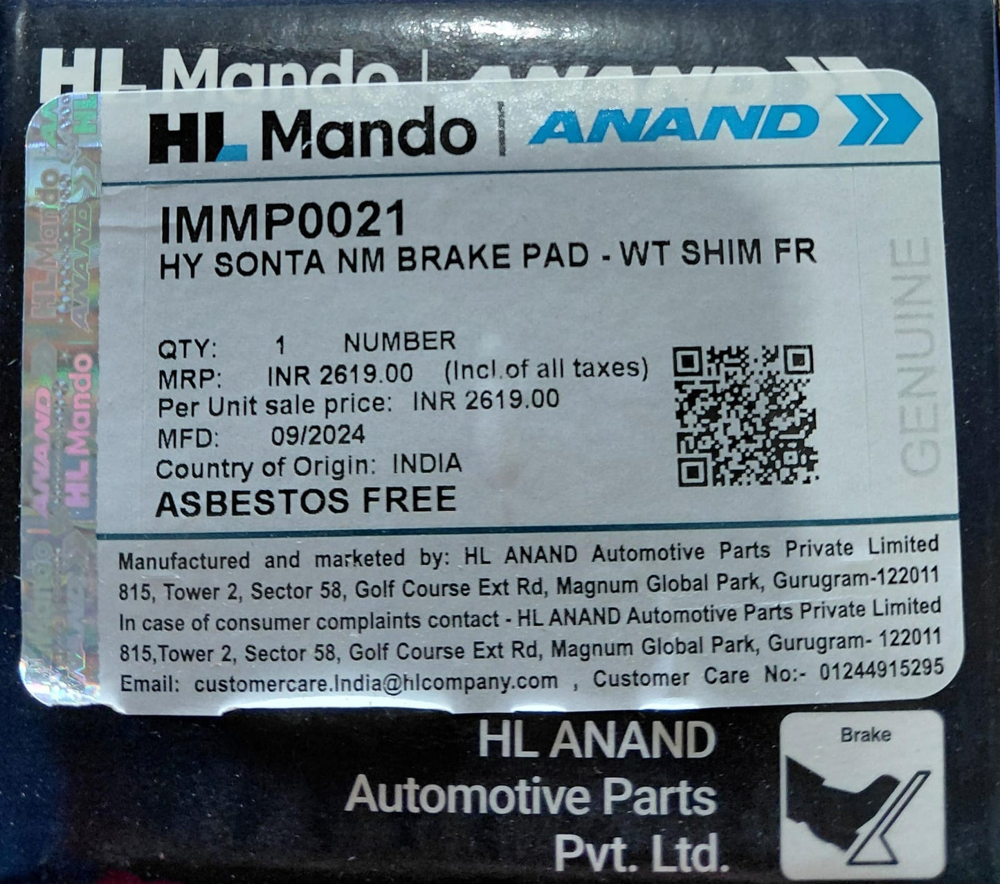 Hyundai Sonata New Front Brake Pads - IMMP0021 Mando