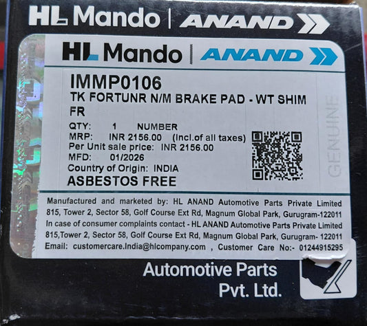 Toyota Fortuner New Front Brake Pads - IMMP0106 Mando