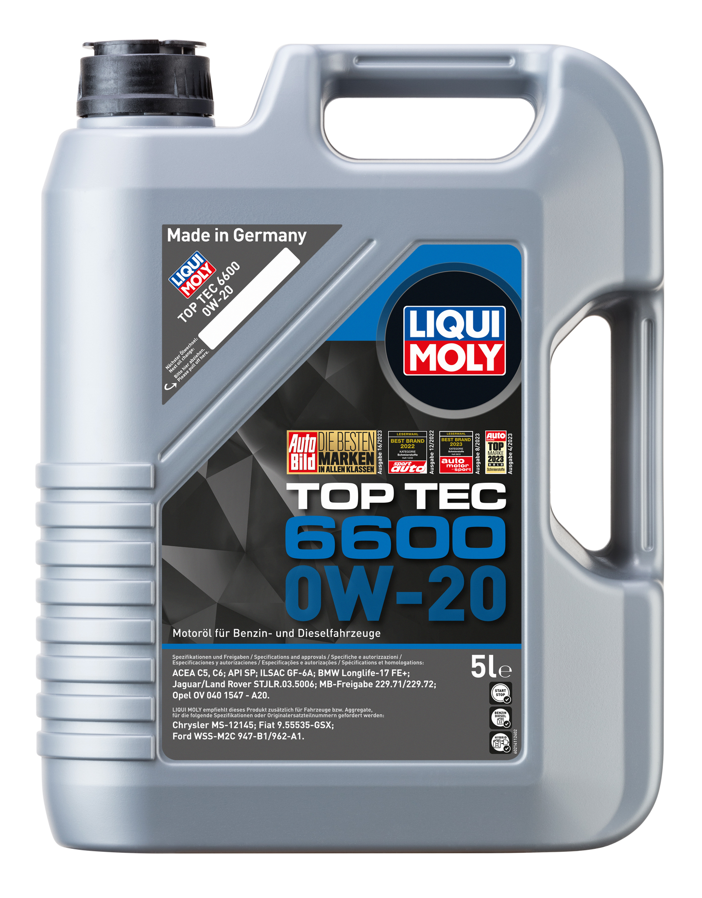 Jeep Compass, MGHEC, Tata Harrier Diesel Service Combo - Jeep Oil Filter + 5L 0W-20 Top Tec 6600 - 21411 Liqui Moly