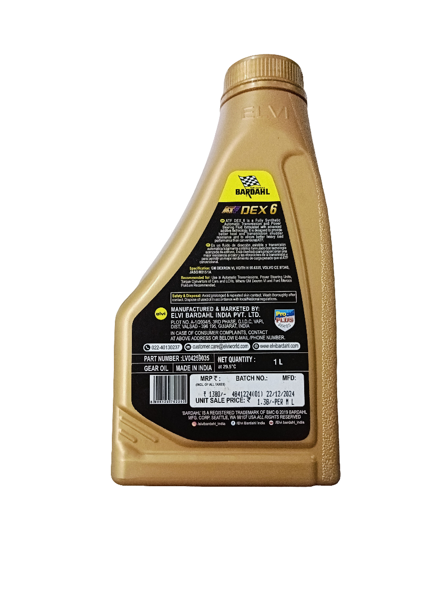 Bardahl ATF DEX VI Fully Synthetic Transparent 1L - LV04259035 Bardahl