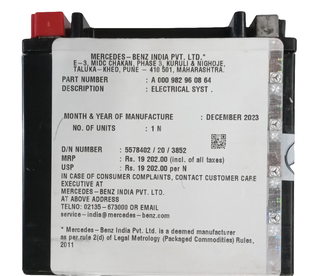 Mercedes Genuine Auxiliary Battery A2115410001 - Mercedes