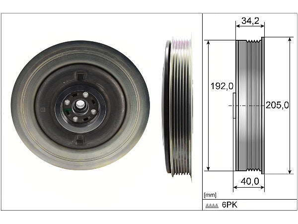 Volvo S60 II, S80 II, S90 II, V40, V60 I, II, V70 III, V90 II, XC40, XC60 I, II, XC70 II Crank Pulley - Damper Pulley 544050410 - INA
