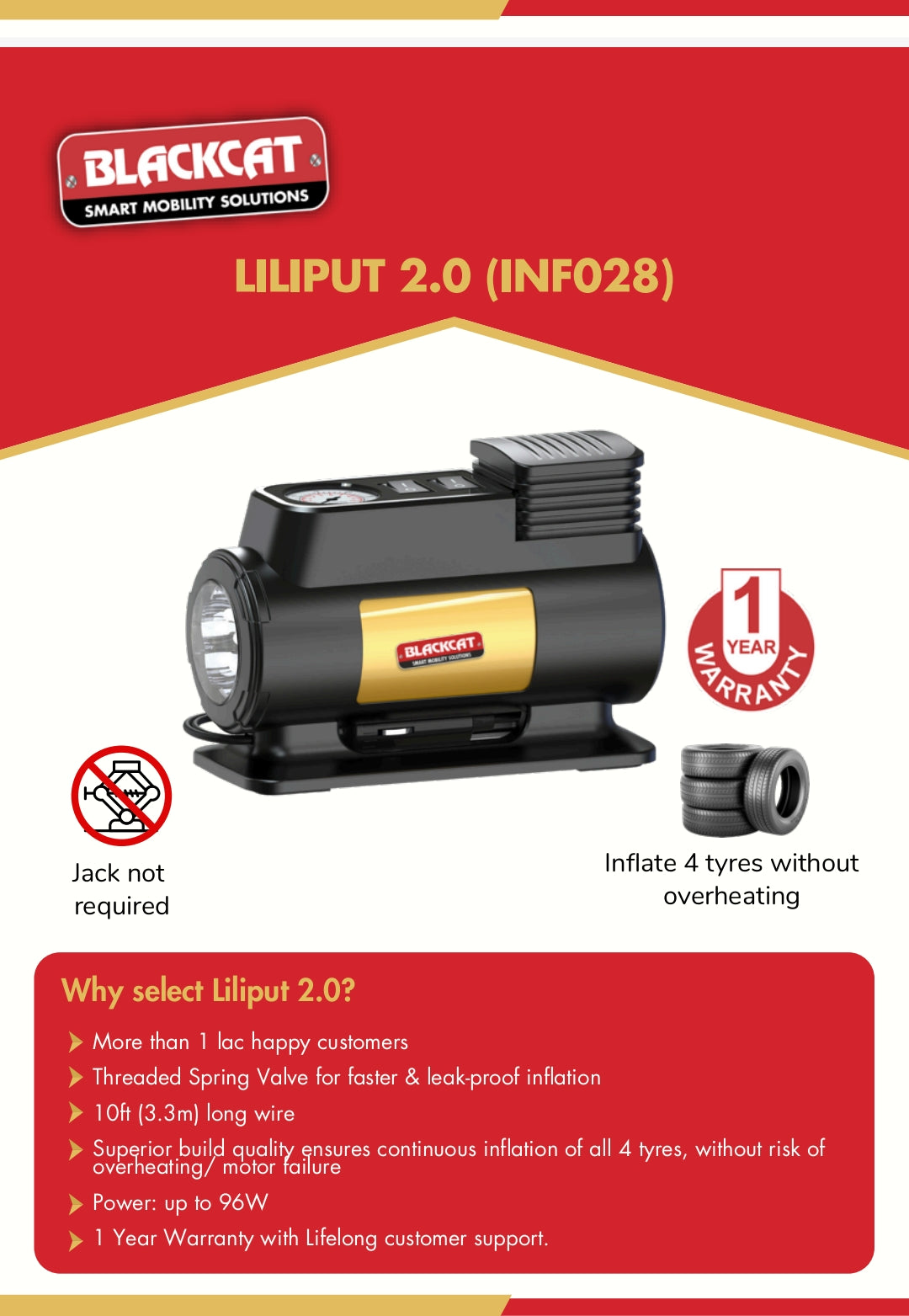 Blackcat Liliput 2.0 Tyre inflator - INF028 Blackcat
