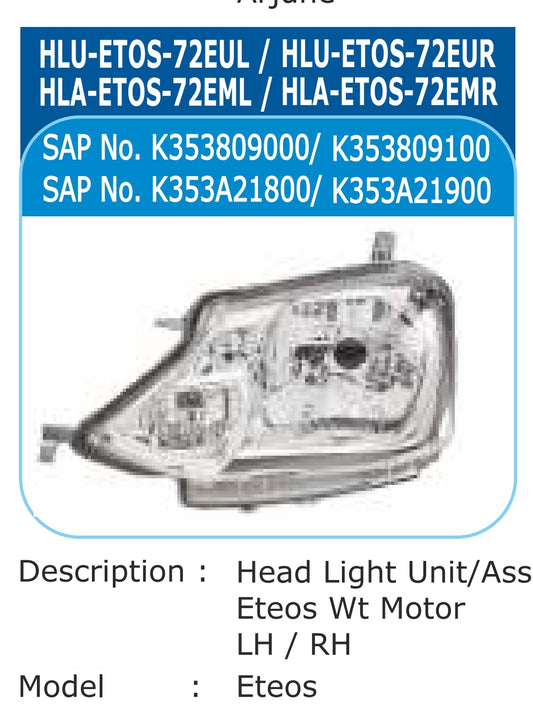 Toyota Etios Head Light Right - HLU-ETOS-72EUR Varroc