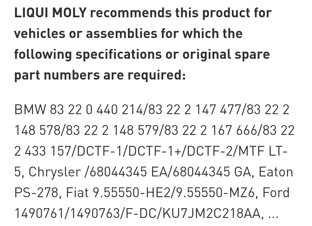 Liqui Moly ATF 8100 Dual Clutch Transmission Fluid 5L - 20626 Liqui Moly