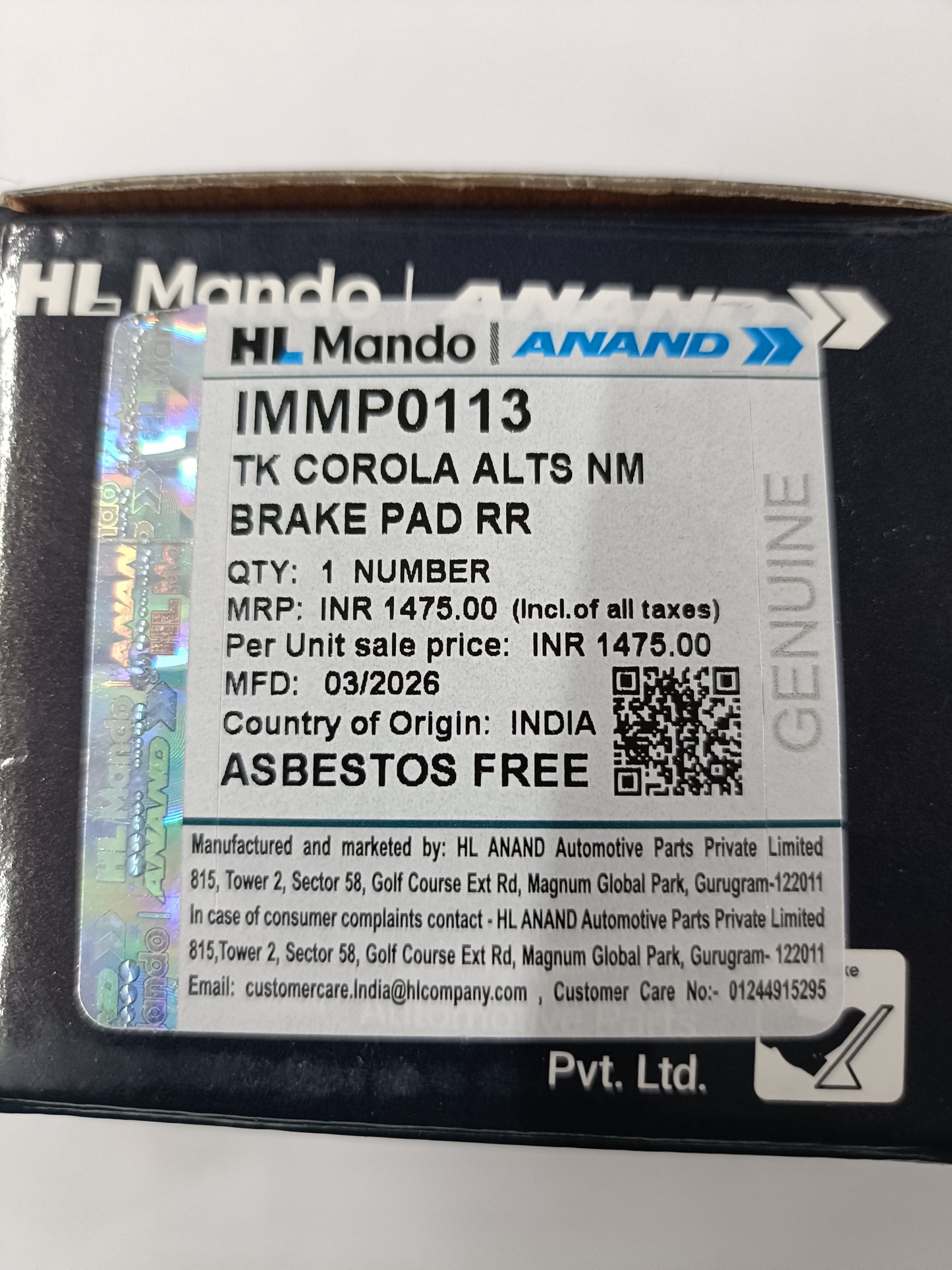 Toyota Corolla Altis New Rear Brake Pads - IMMP0113 Mando
