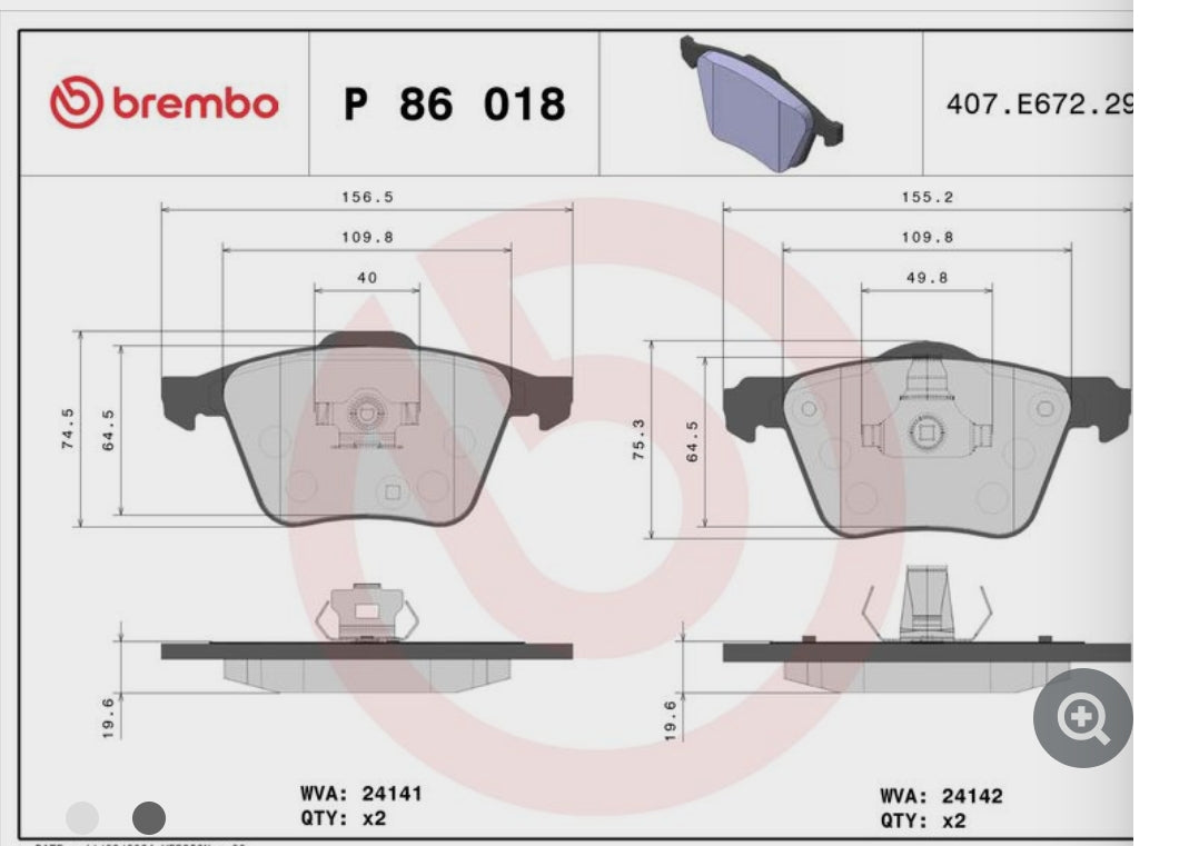 Volvo XC90 I 275 Front Brake Pad Set - P86018 Brembo