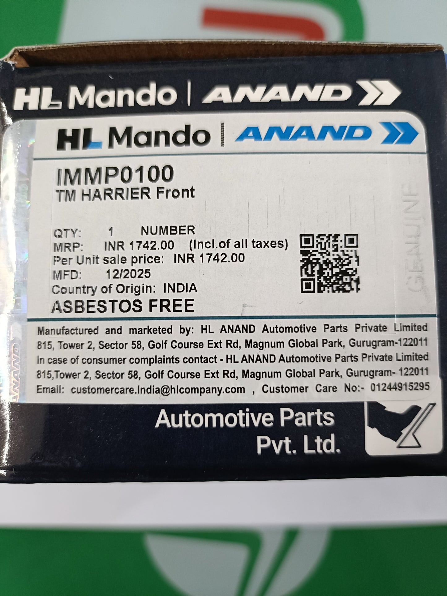 Tata Harrier Front Brake Pads - IMMP0100 Mando
