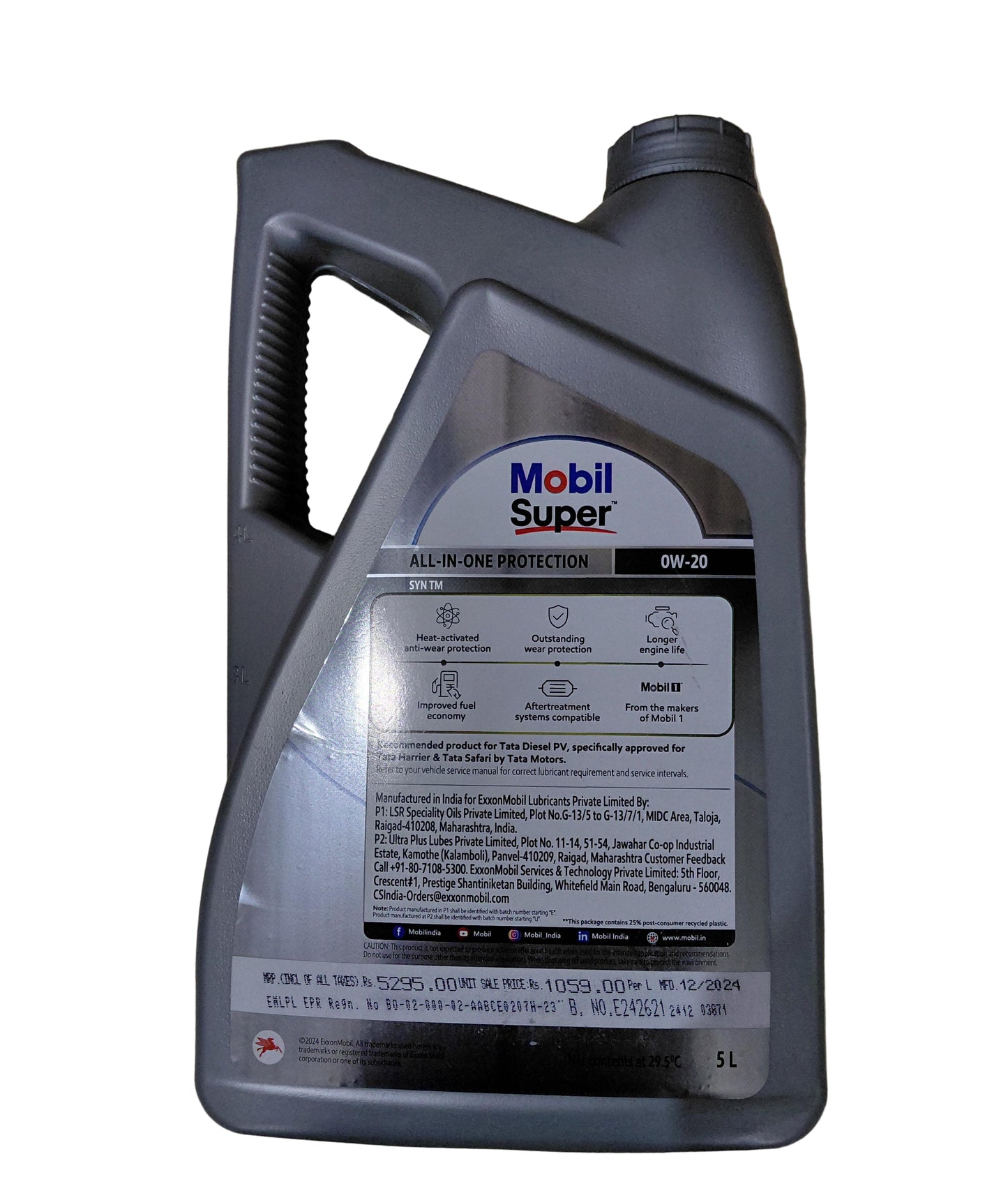 Jeep Compass, MGHEC, Tata Harrier Diesel Engine Oil 5L ACEA C5 0W-20 Full Synthetic - Mobil