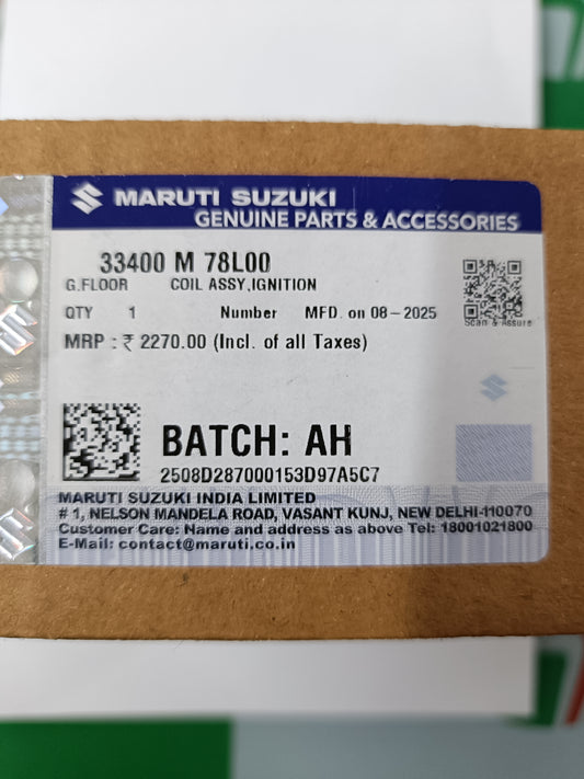 Maruti Suzuki Alto, Wagon R Old, Swift Old, Eeco, SX4 Ignition Coil - 33400M78L00 MGP Genuine