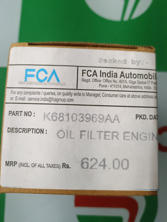 Jeep Compass, MGHEC, Tata Harrier Diesel Oil Filter - K68103969AA Jeep