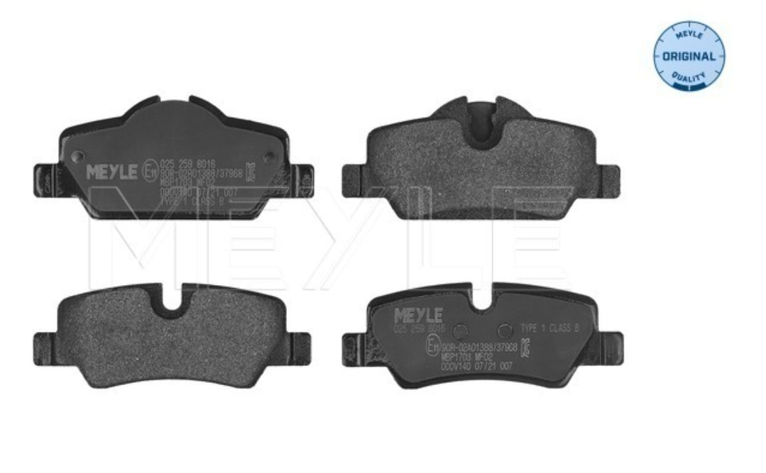 Mini Cooper F55, F56, F57 Rear Brake Pads - 0252598016 Meyle Germany