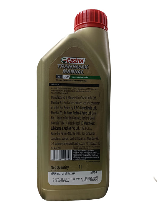 Castrol Transmax Manual FE 75W Manual Transmission Fluid 1 litre - Castrol