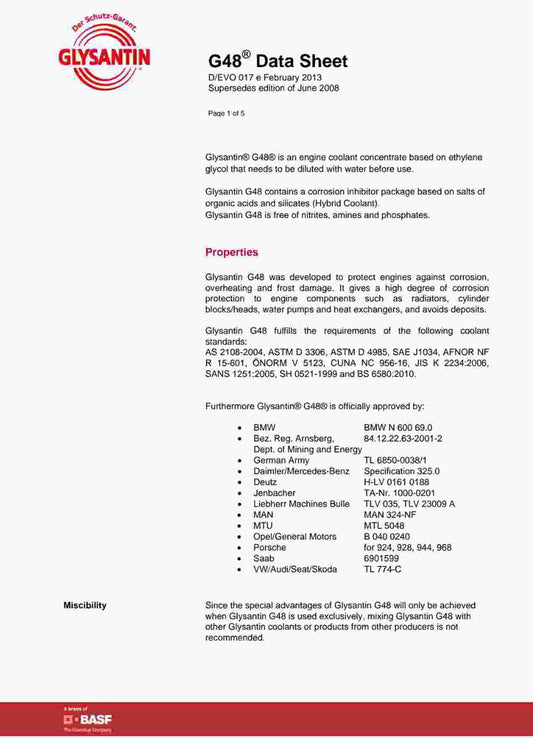 Glysantin Coolant Concentrate G-48 1 litre - BASF