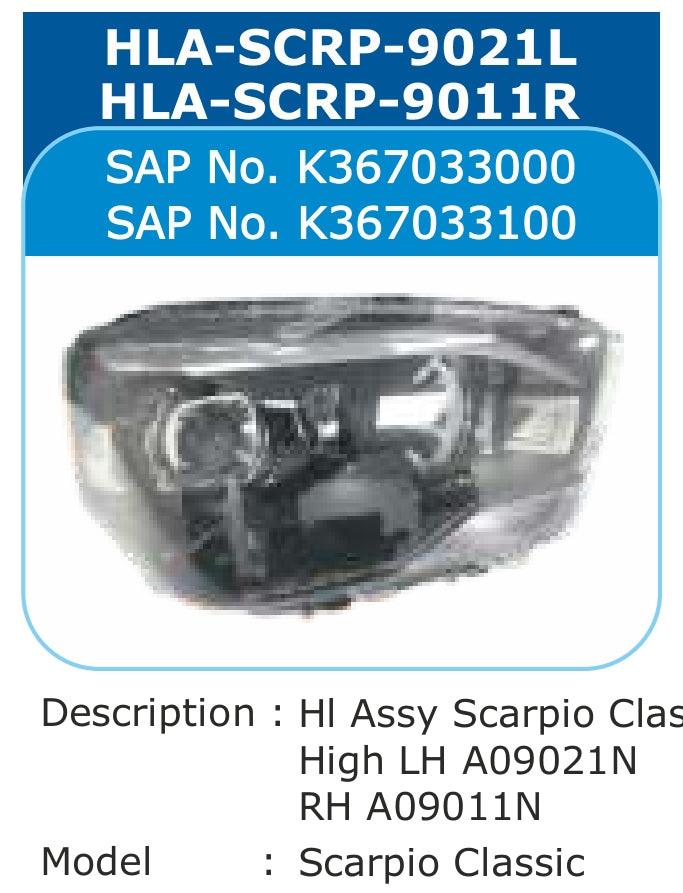 Mahindra Scorpio Head Light Left - HLA-SCRP-9021L Varroc