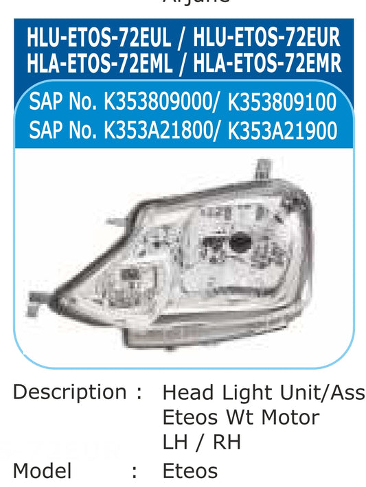 Toyota Etios Head Light Left - HLU-ETOS-72EUL Varroc