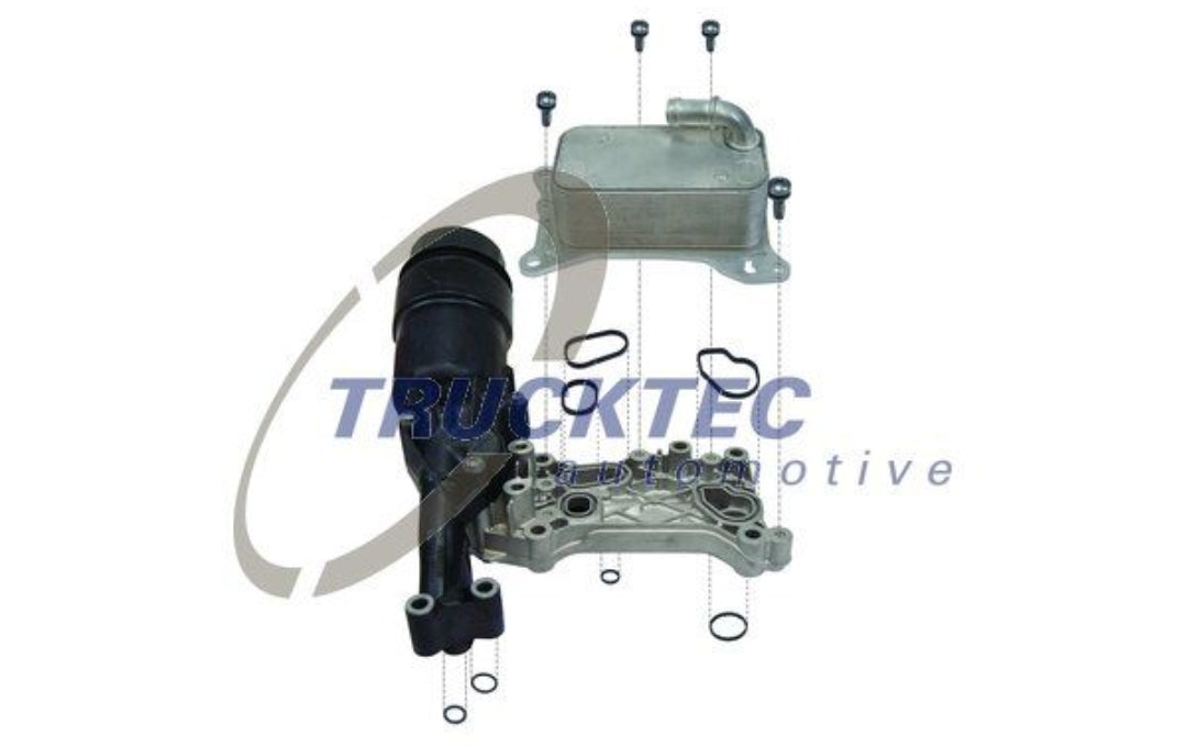 Mercedes W176, W204, W212, W205, C117, X156, X253, W222, W246, W166 200cdi, 220cdi, 250cdi Oil Cooler Body - 02.18.141 Trucktec Germany